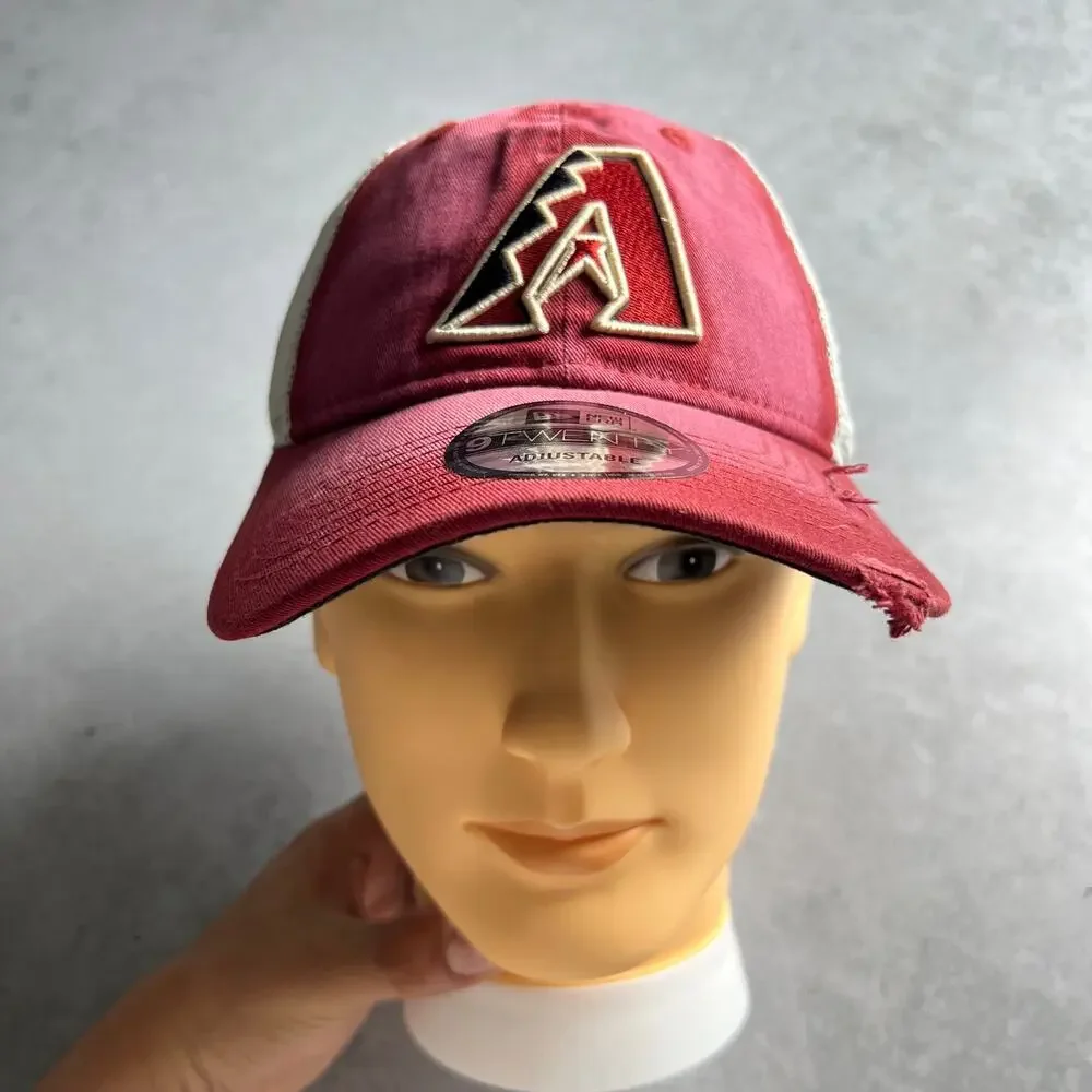 Arizona Diamondbacks MLB Cap Mesh Snap Back Baseball Adjustable Red Distressed